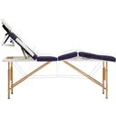 Klappbarer Massagetisch 4 Zonen Holz weiß und lila