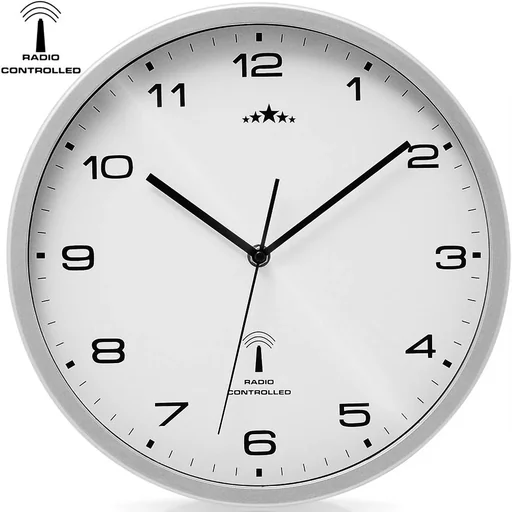 "Wanduhr Radio Ø 31cm - weiß/silber image"