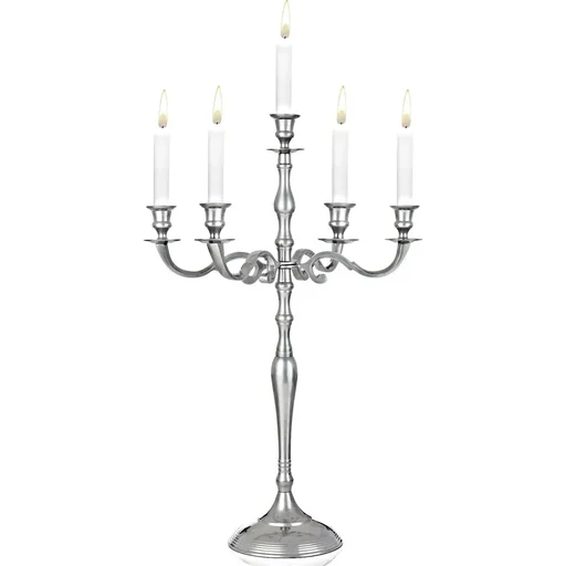 "Kerzenleuchter Silber Aluminium vernickelt 60cm 5-armig image"