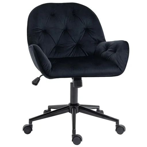 "Bürostuhl höhenverstellbar samtartiges Polyester Schwarz 60 x 61 x 81-91 cm image"