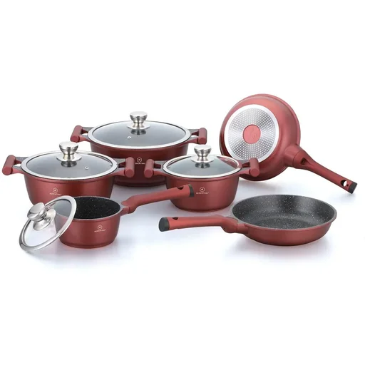 "Herenthal - Komplettes 10-teiliges Kochgeschirr-Set - Burgunderrot image"