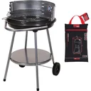 BBQ Grill auf Rädern - Ø 51,5 cm - Edelstahl - Schwarz Inklusive Schutzhülle