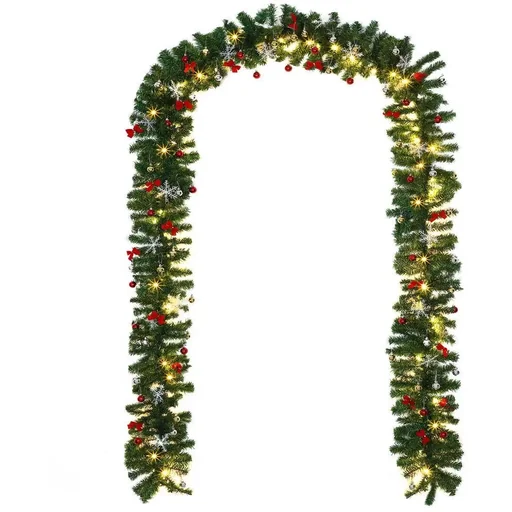 "Girlande Weihnachtskranz 5m mit 80 LED's inkl. Dekoration für drinnen/außen image"