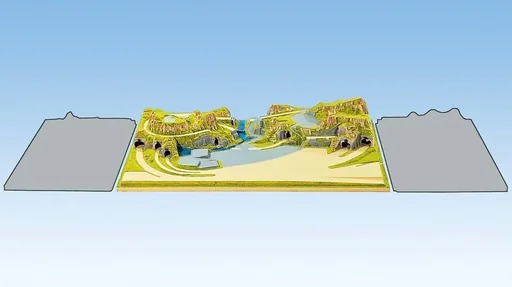 "Fertiggelände Baden-Baden - 175 x 100 cm, ca. 31 cm hoch, koloriert und begrast, auf Holzrahmen image"