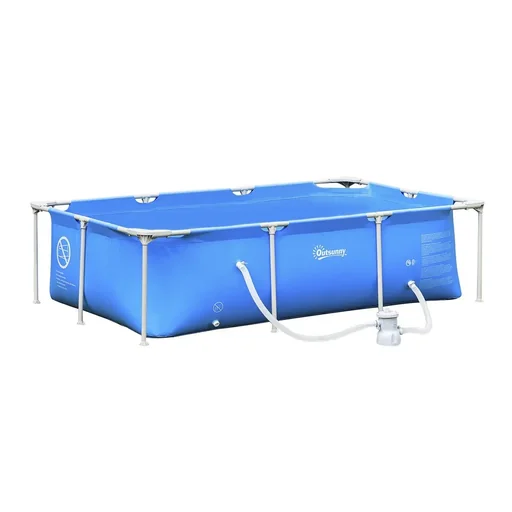 "Rahmenpool mit Schlauch Draht Swimmingpool Schwimmbad Ablassventil für sauberen Wasser 1000D PVC Stahl Blau 252 x 152 x image"