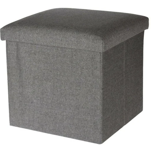 "Aufbewahrungsbox / Fußhocker - Fußhocker mit Ablage - 38 x 38 cm - Baumwolle - Grau image"