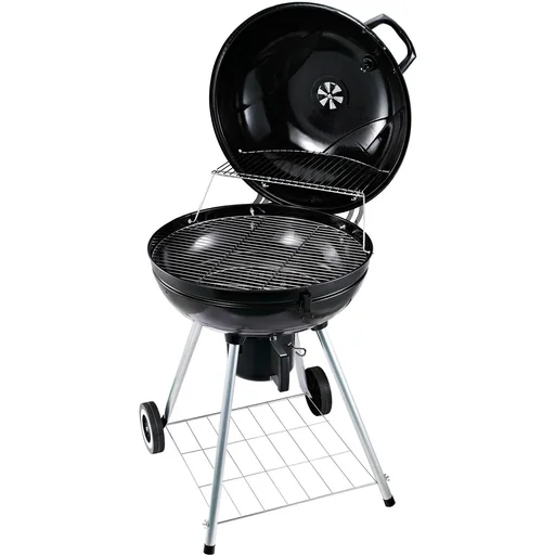 "Grillwagen Kohlegrill Standgrill Kugelgrill BBQ rund mit Aschefänger Metall Schwarz Ø57 x 94 cm image"