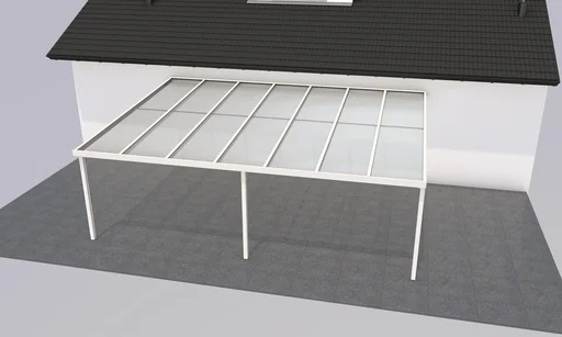 "Terrassendach Premium, weiß, 7120 x 5060 mm - Polycarbonat Stegplatten 16 mm, weiß gestreift image"