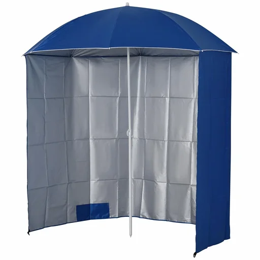 "Sonnenschirm Strandschirm Sonnenschutz mit Seitenwand Strand Polyester Blau 2,2 x H2,2m image"