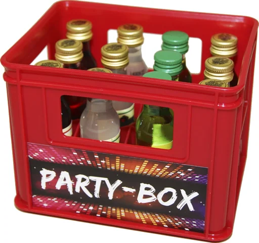 "Party-Kiste mit 12 Likör-Minis „Oans, zwoa, g-suffa!“, Rot image"