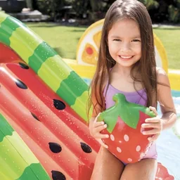 Aufblasbares Kinderbecken mit Rutsche Obst 244 x 191 x 91 cm INKL. Free And Easy