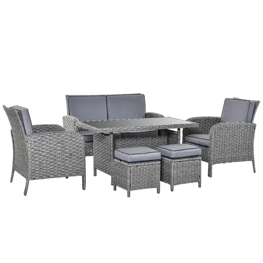 "6-tlg. Luxus Polyrattan Garten Essgruppe Gartengarnitur Gartenmöbel Garten-Set Sitzgruppe Loungemöbel inkl. Esstisch und image"