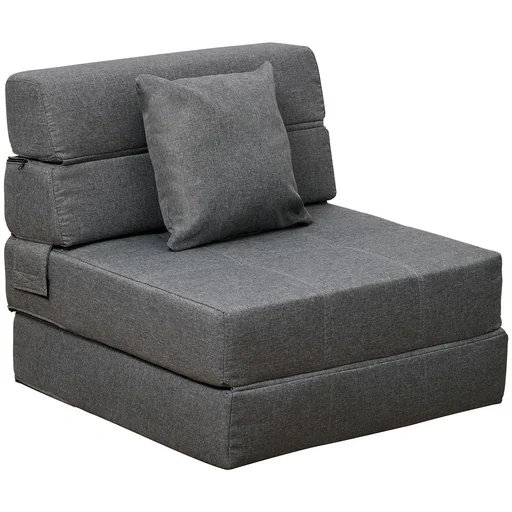 "Schlafsessel Schlafsofa Sofabett Einzelsofa mit Waschbarem Kissen Grau 70cm x 70cm x 61cm image"