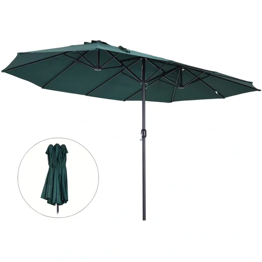 "Sonnenschirm Marktschirm Gartenschirm Doppelsonnenschirm mit Handkurbel Grün Oval 460 x 270 x 240 cm image"