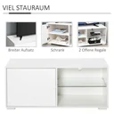 TV Schrank TV-Kommode mit Schubladen und Offene Regale Spanplatte Glas Weiß 100 x 40 x 45 cm