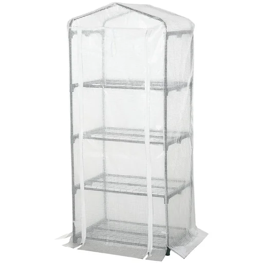 "Folien Gewächshaus Treibhaus Tomatenhaus Pflanzenhaus Frühbeet 4 Regalfächer Weiß 70 x 50 x 160 cm image"