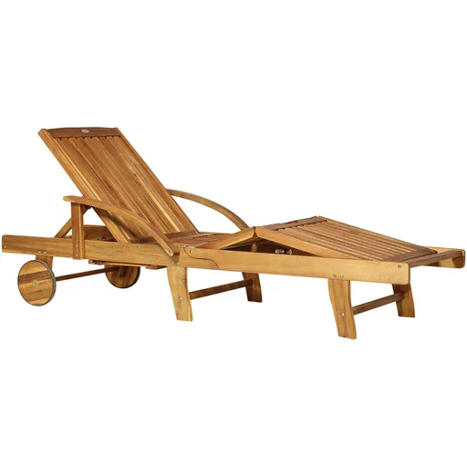 "Gartenliege Sonnenliege Liegestuhl klappbar verstellbar Akazienholz Natur 195 x 70 x (66 85) cm image"