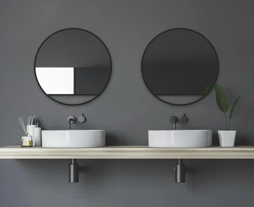 "Dekorativer Wandspiegel "Black Hole" - matt Ø 60 cm - hochwertiger robuster Aluminiumrahmen in schwarz matt image"