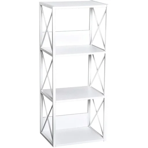 "Standregal Bücherregal Aufbewahrungsregal 4 Staufächer Metall Weiß 40 x 35 x 108 cm image"
