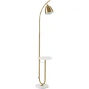 Stehlampe Standleuchte mit Desktop Netzkabel mit Fußschalter für Wohnzimmer Schlafzimmer Büro Metall Gold+Weiß 30 x 44 x