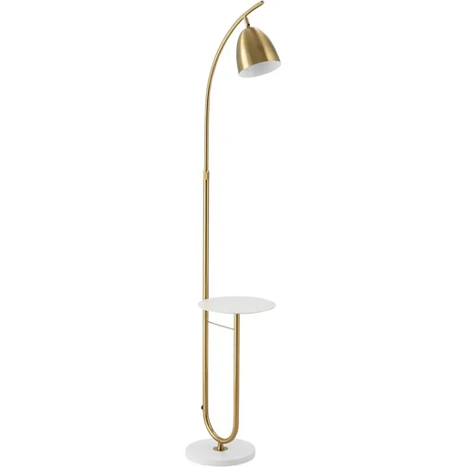 "Stehlampe Standleuchte mit Desktop Netzkabel mit Fußschalter für Wohnzimmer Schlafzimmer Büro Metall Gold+Weiß 30 x 44 x image"