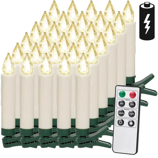 "Geführte Weihnachtskerzen 30 x warmes Weiß mit Fernbedienung & Timer image"