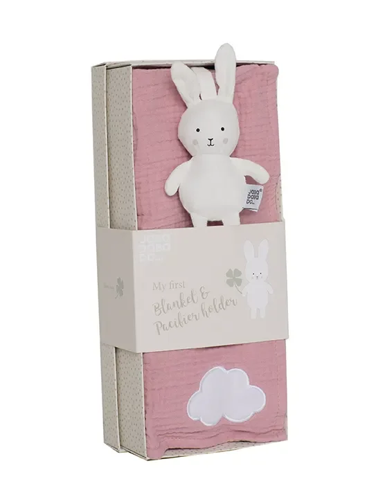 "Jabadabado Geschenkset Babydecke & Schnullerhalter - Bunny, Rosa image"