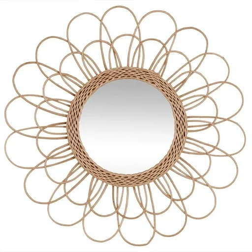 "Spiegel im Blumenrahmen - 56 cm - Braun/Rotan image"