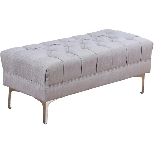 "Polsterbank Truhenbank Retro Leinen Metallfüße Grau image"