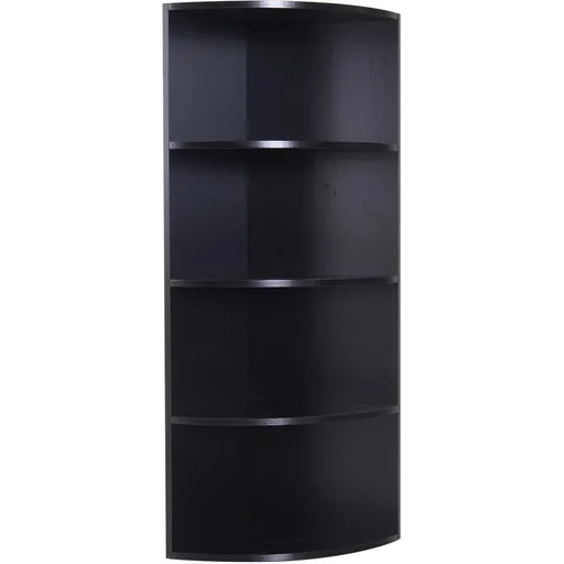 "Eckregal Standregal Bücherregal Dekoregal Blumenregal Holzregal fächerförmig 4 Fächer Schwarz 39,5 x 39,5 x 120 cm image"