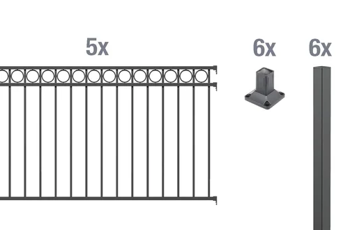 "Zaunkomplettset Circle, zum Aufschrauben, anthrazit, Höhe 120 cm, Länge 10 m image"