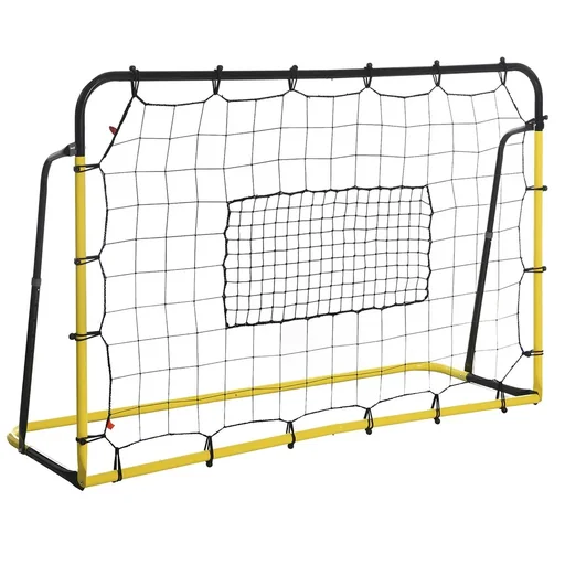 "Kickback Fußball Rebounder Tor Rückprallwand Netz für Fußball, Basketball und Baseball, Stahl+PE, Gelb+Schwarz, 184 x 63 image"