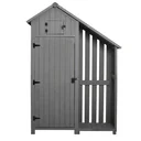Gartenschrank Holz Geräteschuppen Gartenhaus Geräteschrank Holzhütte Giebeldach Grau+ Schwarz 129 x 51,5 x 180 cm