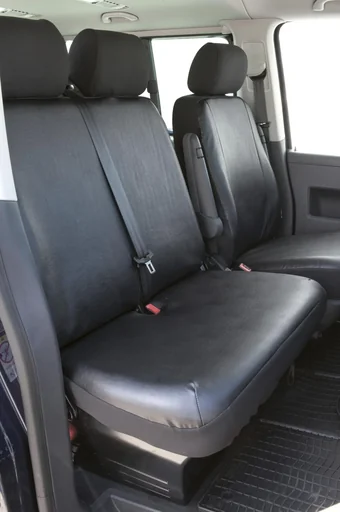 "Passform Sitzbezüge für VW T5 Doppelbank vorne aus Kunstleder ab BJ 04/2003 bis 08/2009 image"