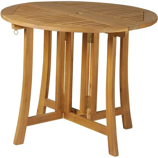 "Klapptisch Beistelltisch Gartentisch Holztisch klappbar mit Schirmloch Akazie Natur Ø90 x 78 cm image"