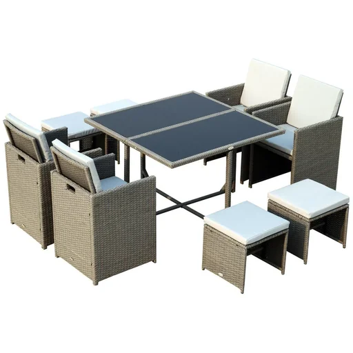 "Sitzgruppe Polyrattan Gartenset 21 tlg, mit Kissen Grau image"