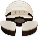 Casaria Poly Rattan XXL Sonneninsel Gartenmöbel-Set 230cm klappbarer Sonnenschirm - 7cm Kissen braun