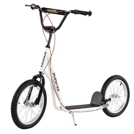 "Kinderroller Scooter Tretroller Cityroller Kinder Roller Kickboard Luftreifen 16 Zoll Weiß 139 x 58 x 90-96 cm image"