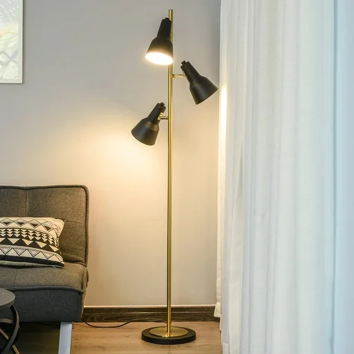 "Stehlampe mit 3 Lampenschirmen bronze image"