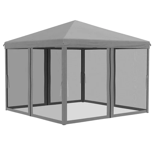 "Faltpavillon Pavillon Faltzelt mit Seitenwänden inkl. Tragetasche Metall+Oxford Hellgrau+Schwarz 3x3m image"