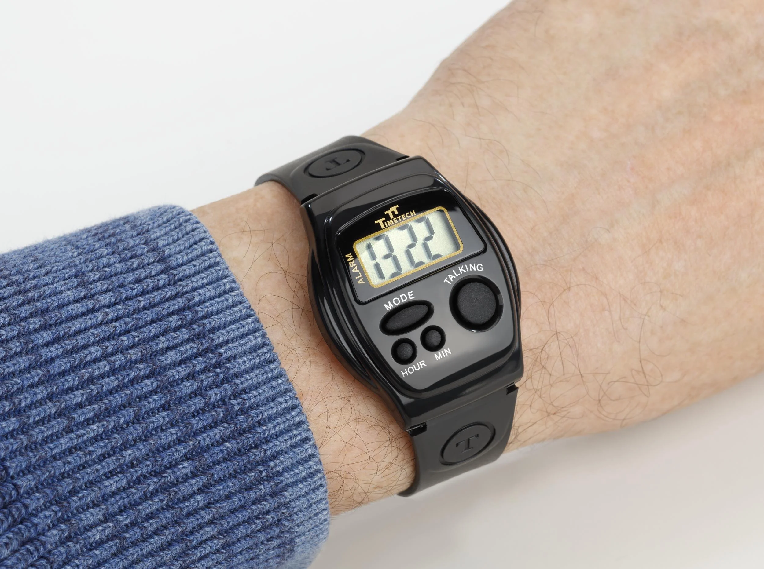 Sprechende Digitaluhr mit Alarm und Silikonarmband