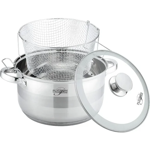 "Fritteuse 3 Stück - Edelstahl - Induktionsfritteuse - Ø24×14,5 cm - 6,6L image"