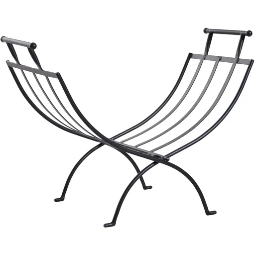 "Kaminholzregal Brennholzregal Feuerholzregal Kaminholzhalter Holzablage Metall 30kg belastbar Schwarz 60 x 35 x 45 cm image"