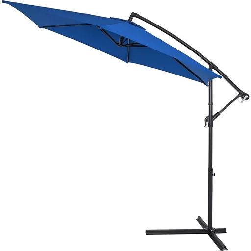 "Sonnenschirm faltbar Aluminium blau Ø 330 cm UV-Schutz 40+ image"