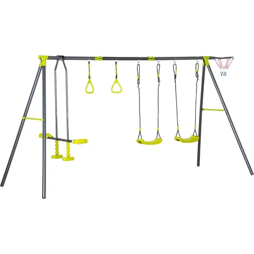 "Schaukelgestell für Kinder 3-10 Jahre, grün+schwarz, 365 x 138 x 175 cm image"
