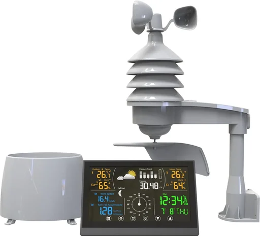 "Funk-Wetterstation mit Niederschlagsmengen-, Luftdruck- und Windgeschwindigkeitsmessung image"