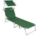 Liegestuhl 'Ibiza' mit Schiebedach aluminiumgrün 190 x 59 x 29cm