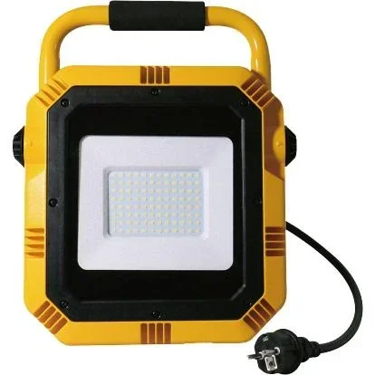 "VT-51 LED-Arbeitsleuchte / Bauleuchte mit Fassung - 50 W - 4000 Lumen - Schwarz / Gelb - 4000K image"