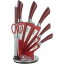 Cheffinger 8-teiliges Messerset mit Ständer - Silber/Rot