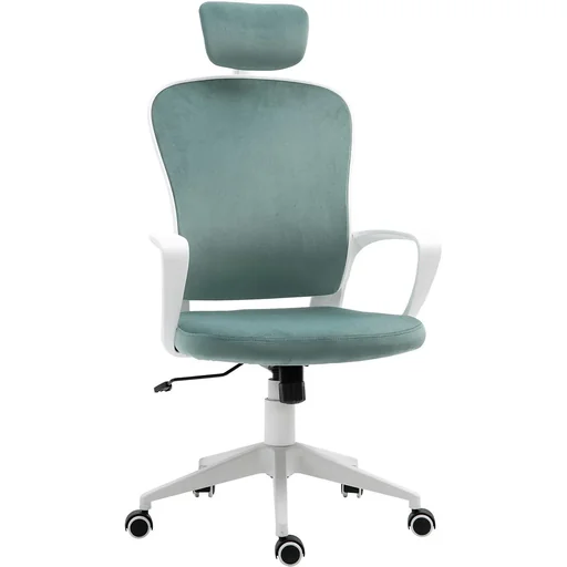 "Vinsetto Bürostuhl  mit Armlehne und Kopfstütze türkis/weiß image"